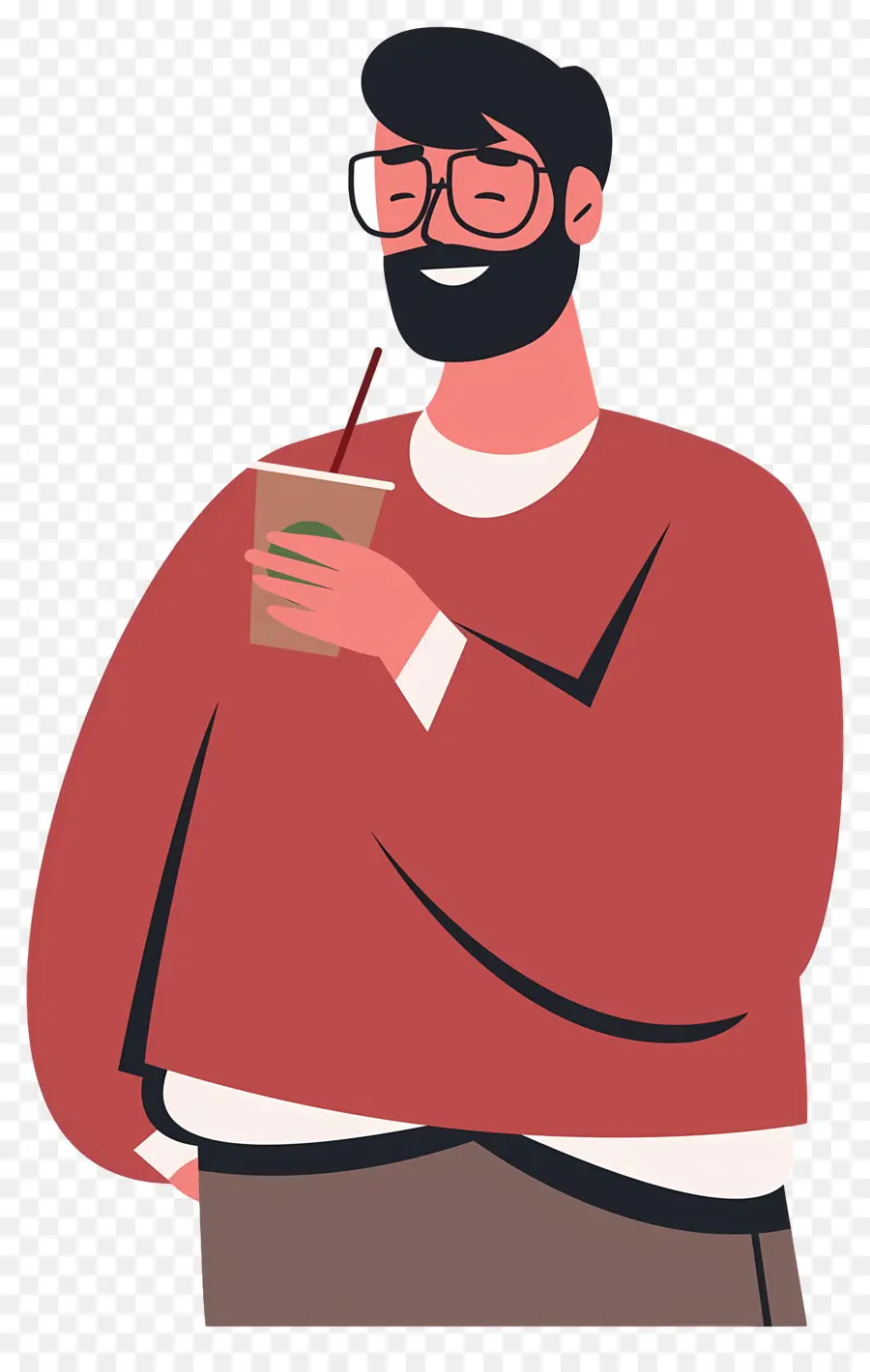 Tomando Cafe，Hombre De Dibujos Animados PNG