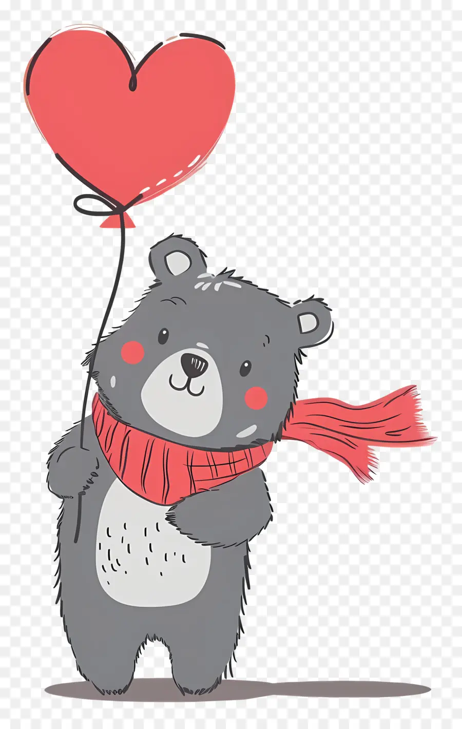 Lindo Oso，Oso Gris Con Globo De Corazón PNG