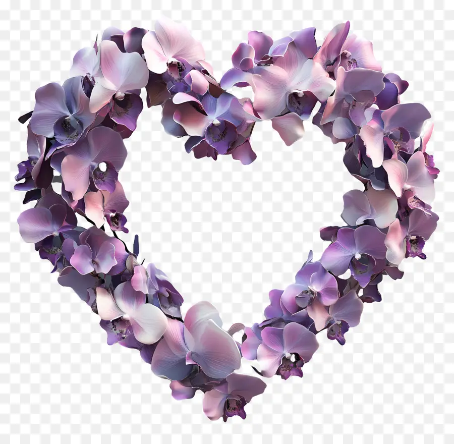 Marco De Corazon，Corazón De Orquídea Lavanda PNG