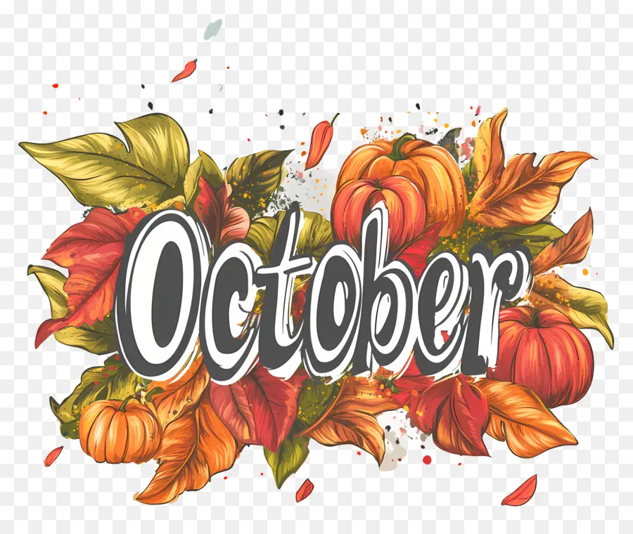 Octubre，Octubre Colorido PNG