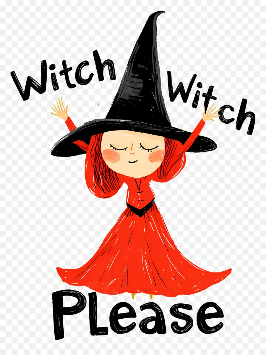 Bruja Por Favor，Bruja En Vestido Rojo PNG