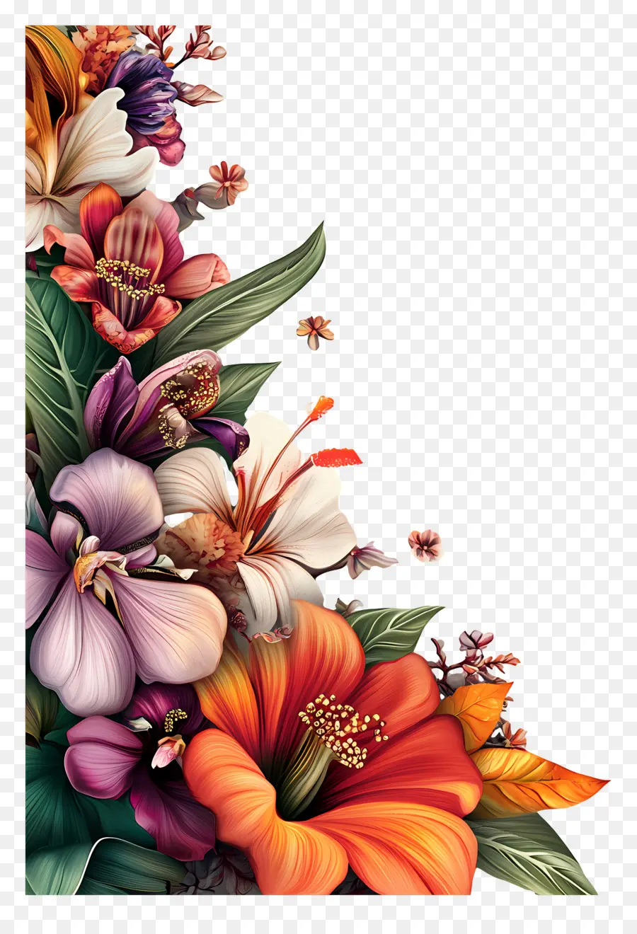 Invitación De Borde De Flores，Arreglo Floral PNG