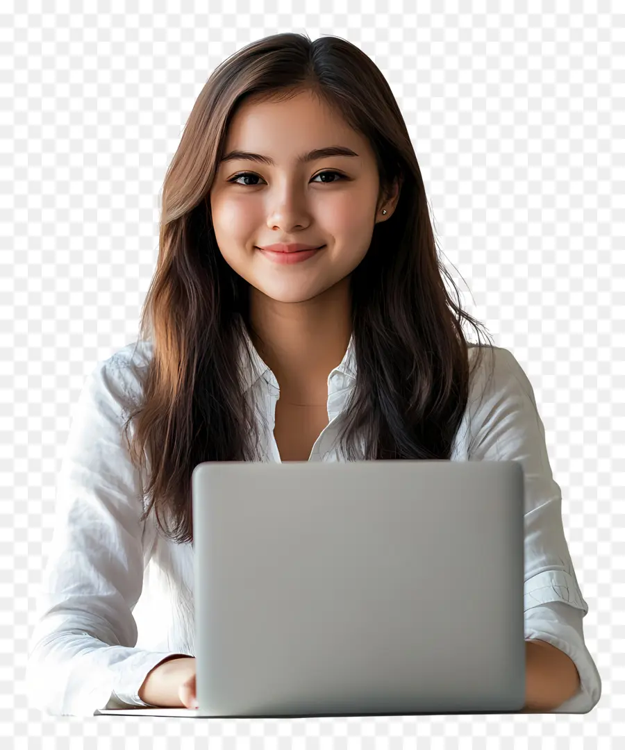 Curso De Computación Chica Estudiante Real，Mujer Con Computador Portatil PNG