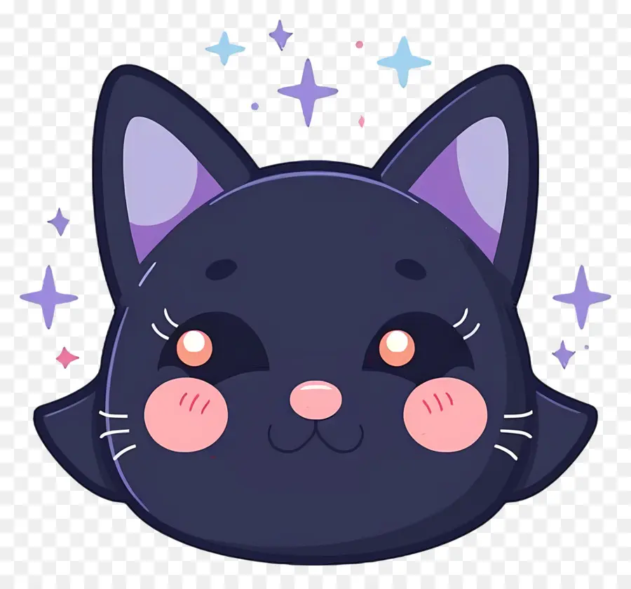 Gato Kawaii，Cara De Gato Negro PNG