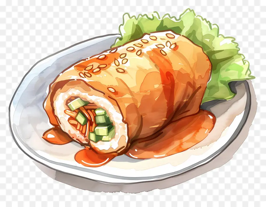 Rollo De Sushi，Salsa PNG