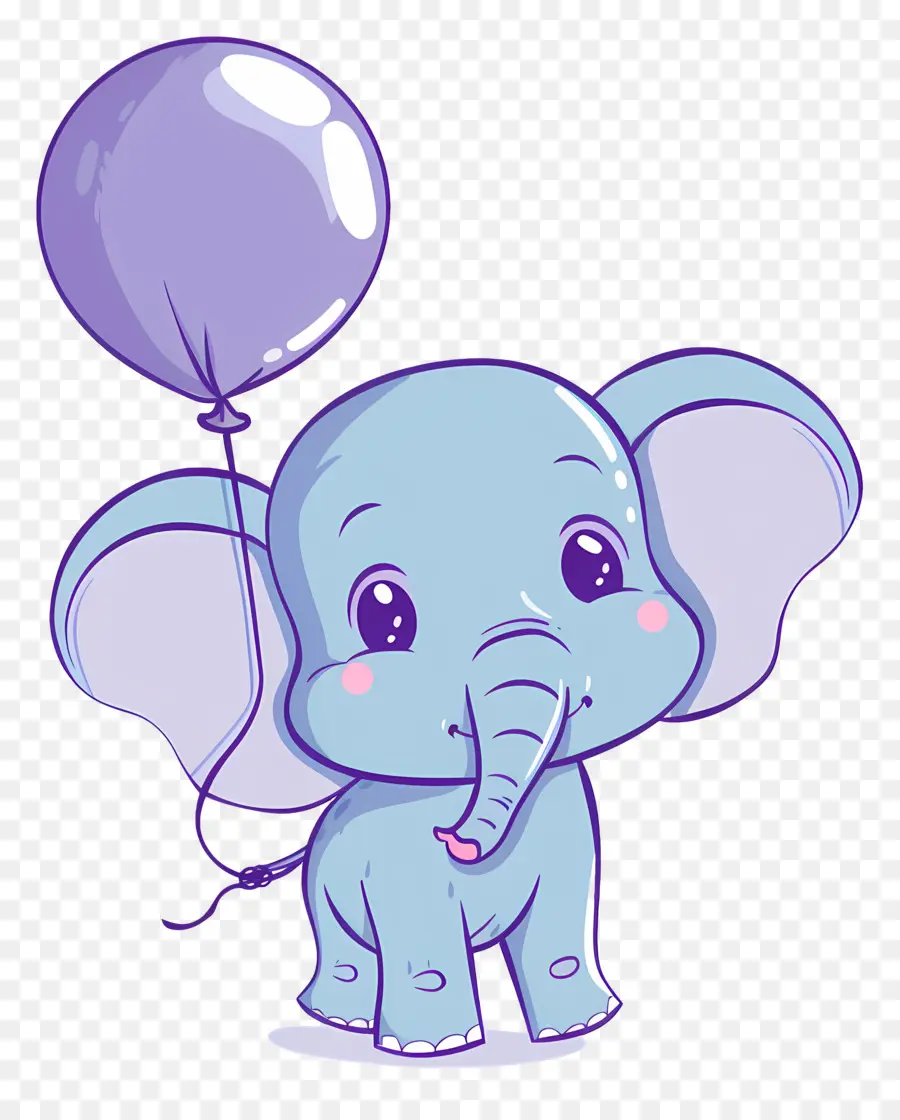 Elefante Bebé，Elefante Azul Con Globo Morado PNG