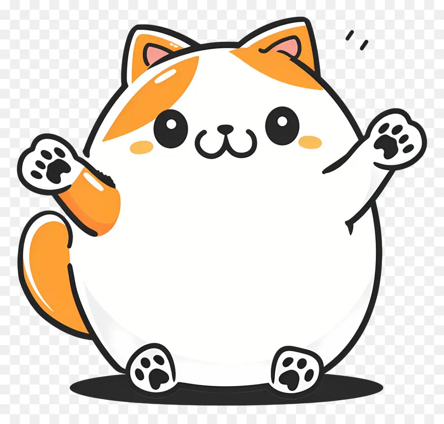 Gato Kawaii，Gato Blanco Redondo PNG