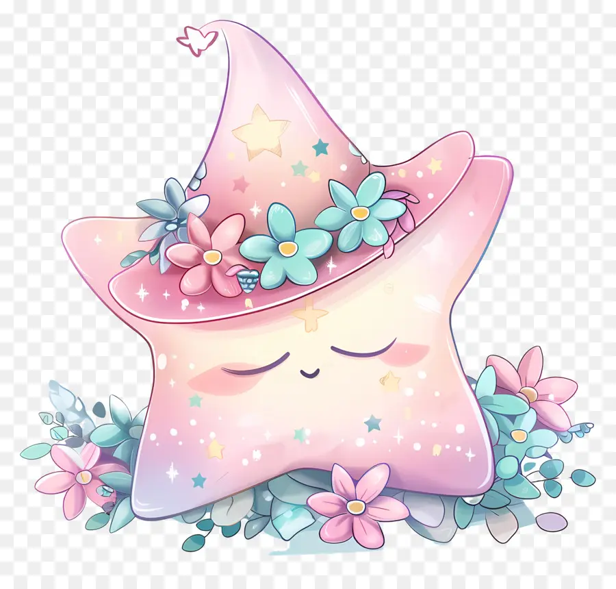 Linda Estrella，Estrella Rosa Con Sombrero PNG