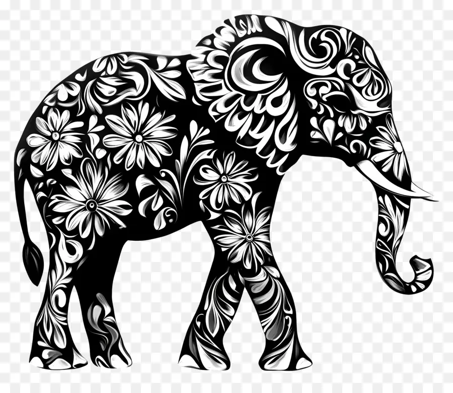 Silueta De Elefante，Elefante Decorativo PNG