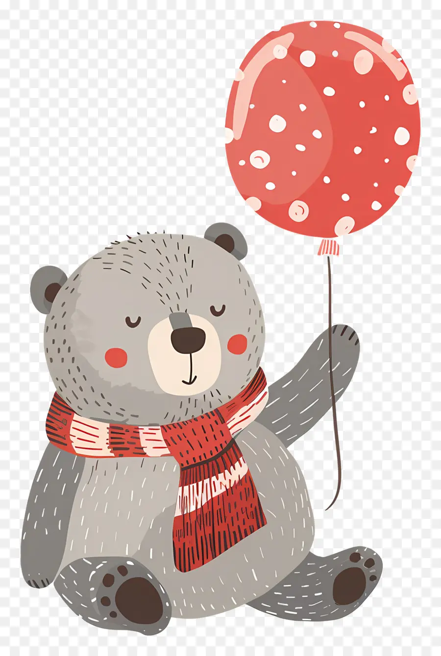 Lindo Oso，Oso Gris Con Globo De Lunares PNG