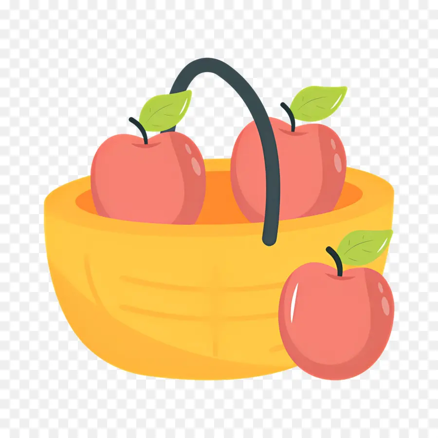 Cestas De Regalo De Comida，Cesta Con Manzanas PNG