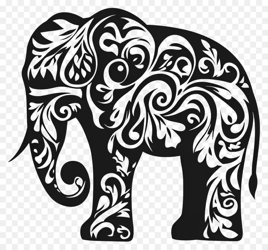 Silueta De Elefante，Elefante Decorativo PNG