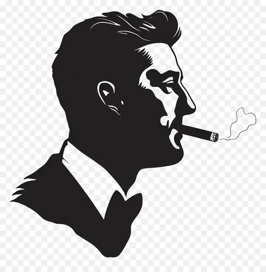 Silueta De Cabeza De Hombre，Silueta De Un Hombre Con Cigarro PNG