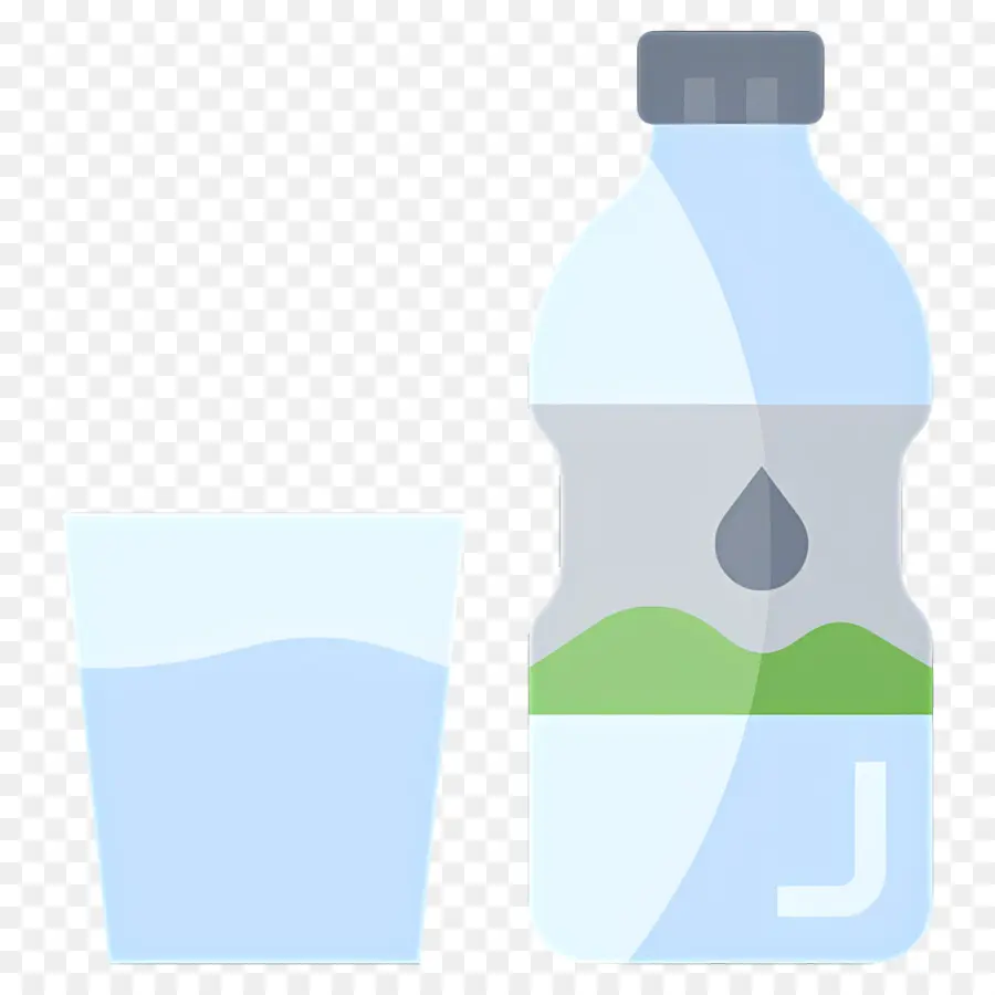 Agua Mineral，Botella De Agua Y Vaso PNG