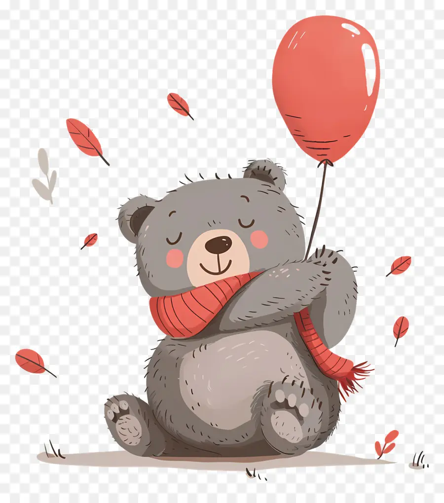 Lindo Oso，Oso Con Globo Rojo PNG