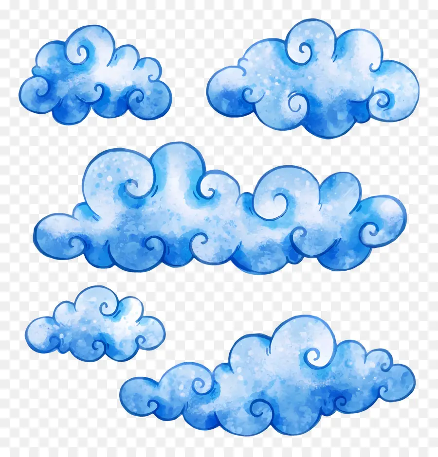 Nubes De Acuarela，Nubes Azules PNG