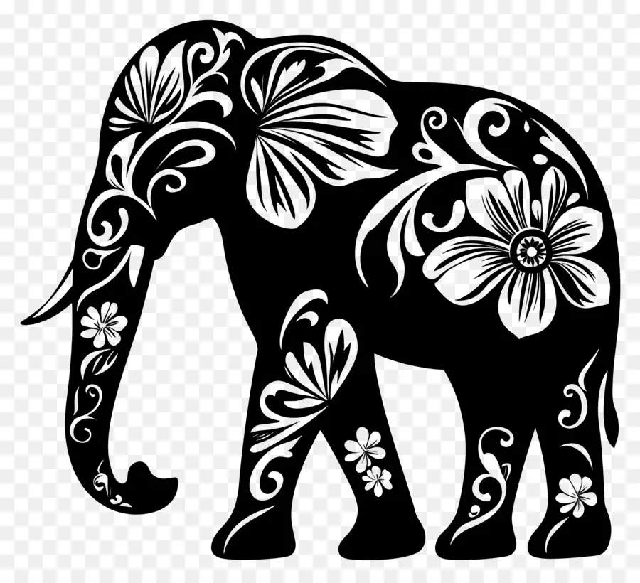 Silueta De Elefante，Elefante Decorativo PNG