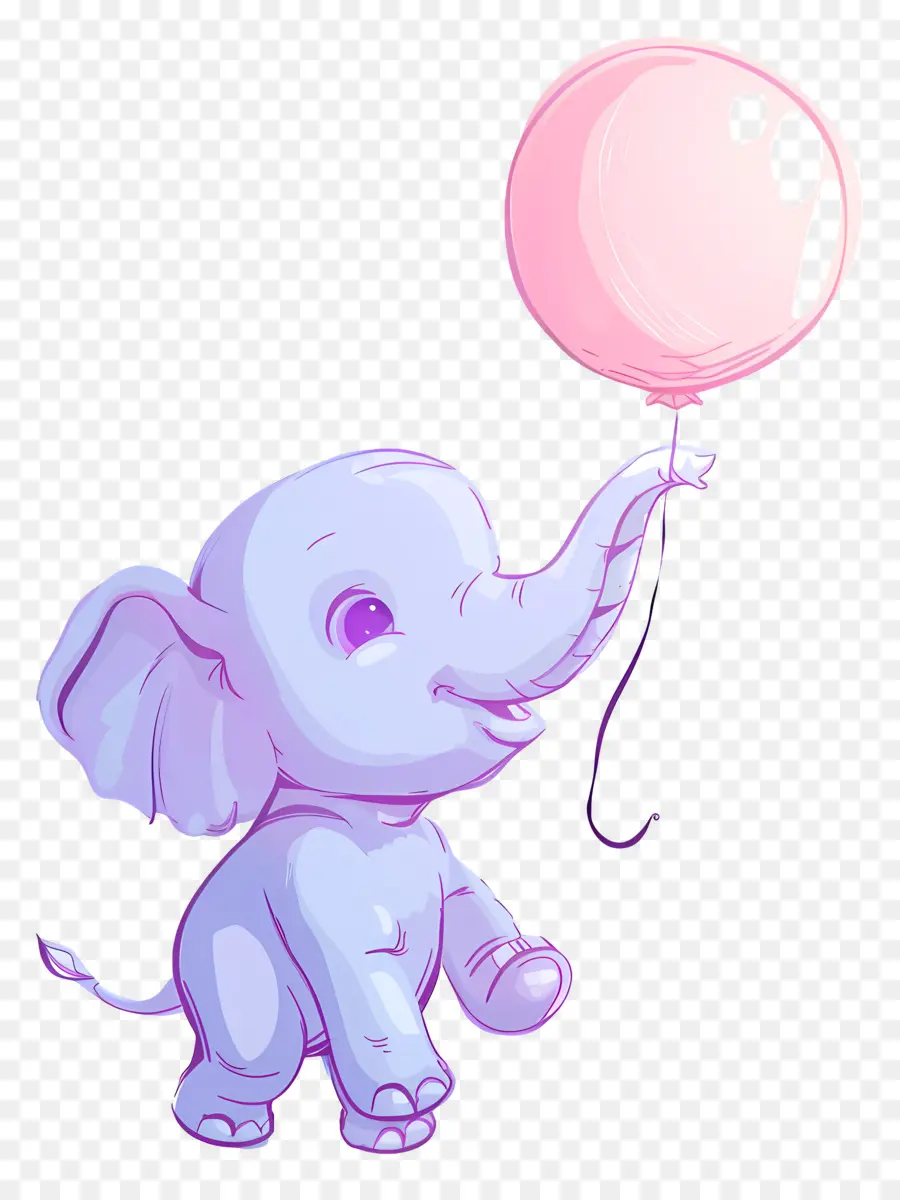 Elefante Bebé，Elefante Azul Con Globo Rosa PNG