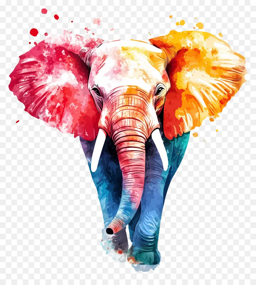 Elefante Acuarela，Elefante Colorido PNG