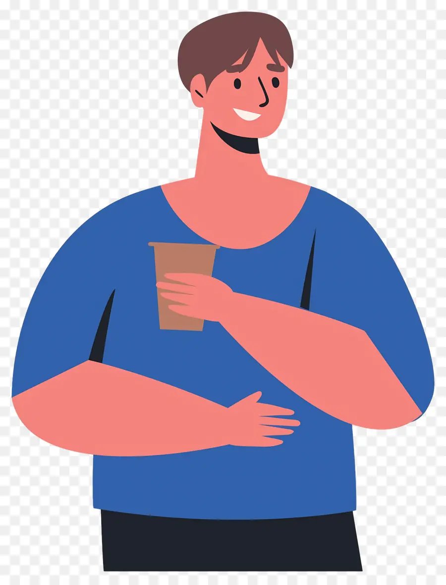 Tomando Cafe，Hombre De Dibujos Animados PNG