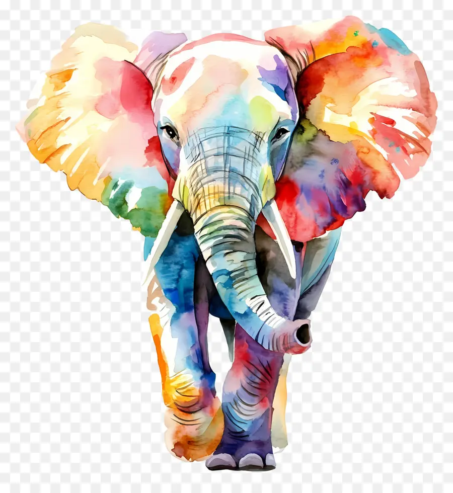 Elefante Acuarela，Elefante Colorido PNG