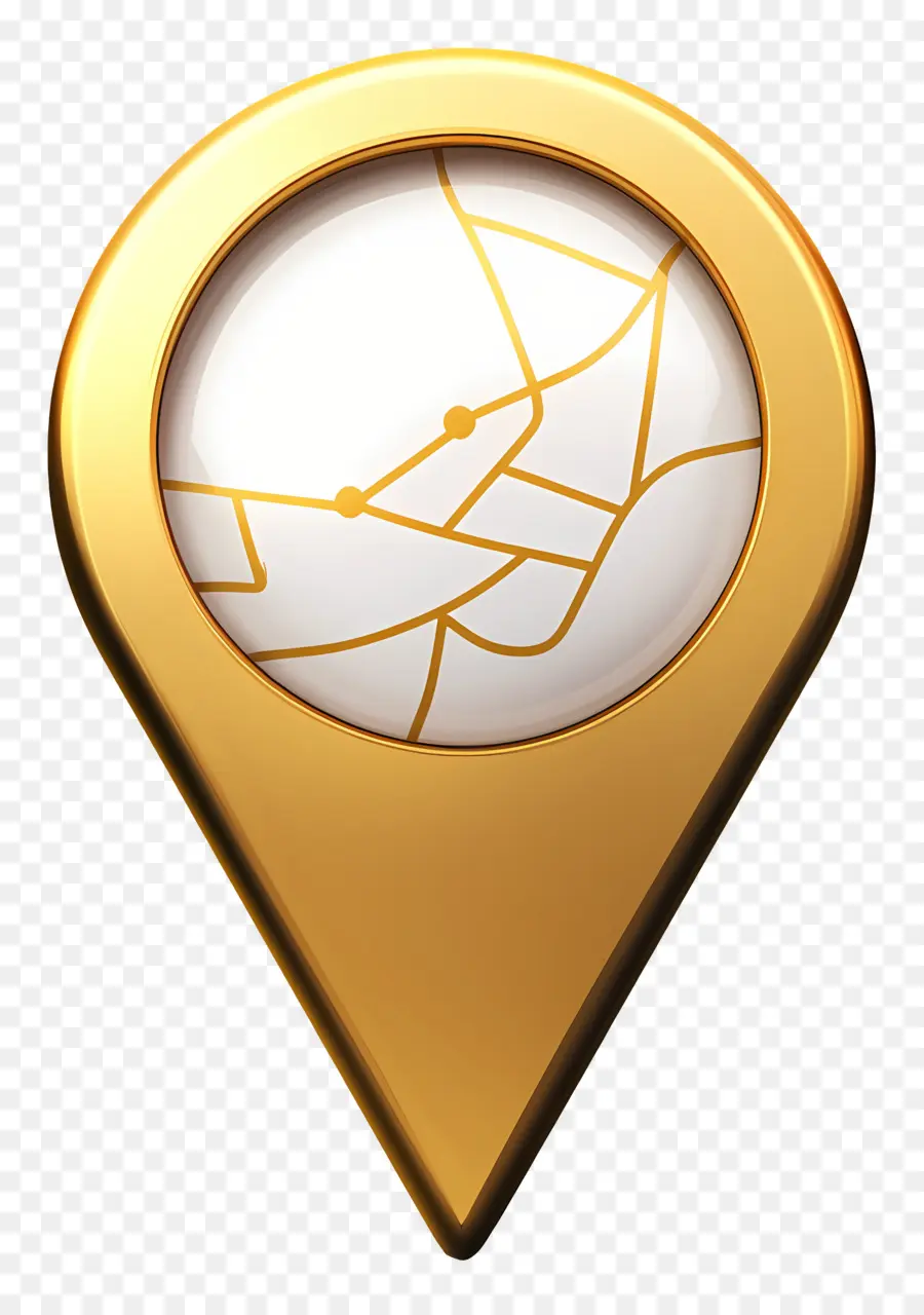 Icono De Ubicación，Pin De Mapa Dorado PNG