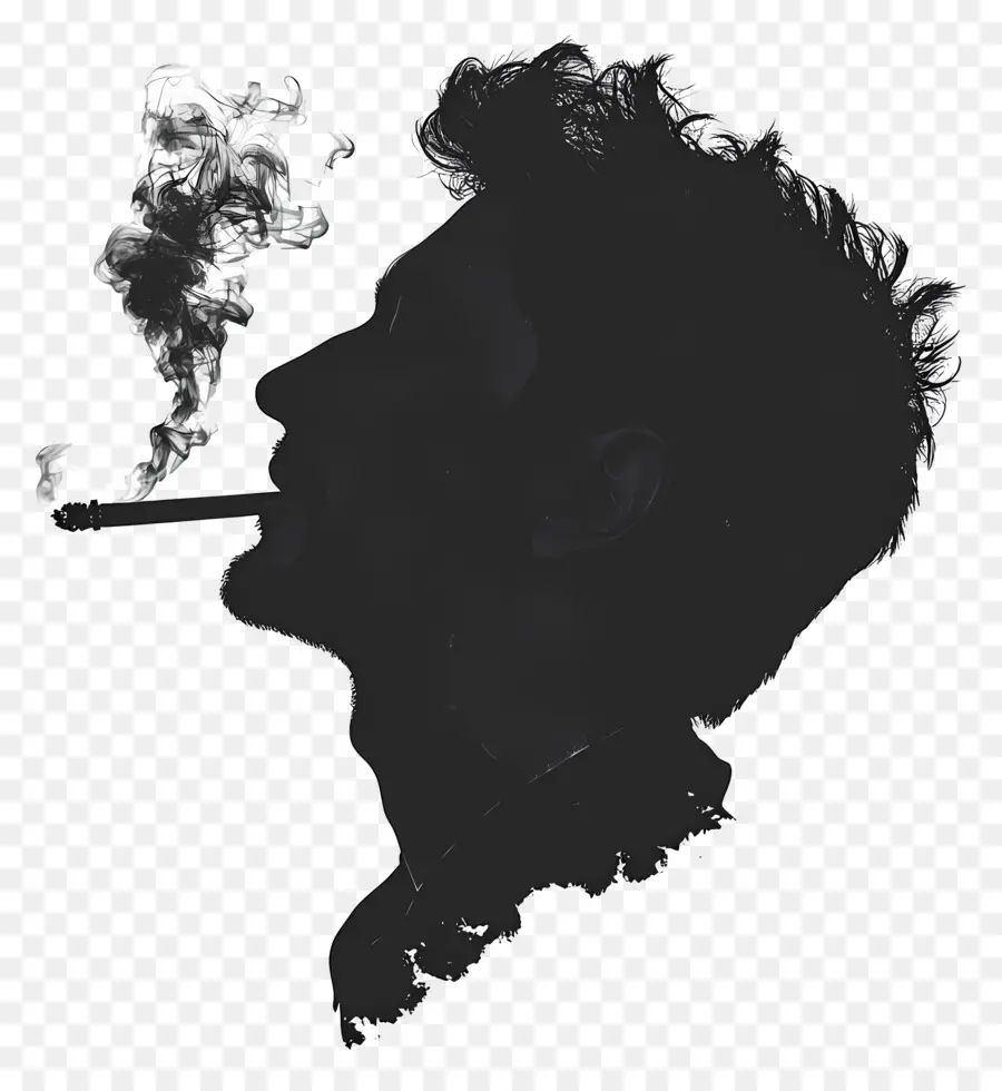 Silueta De Cabeza De Hombre，Silueta Con Humo PNG