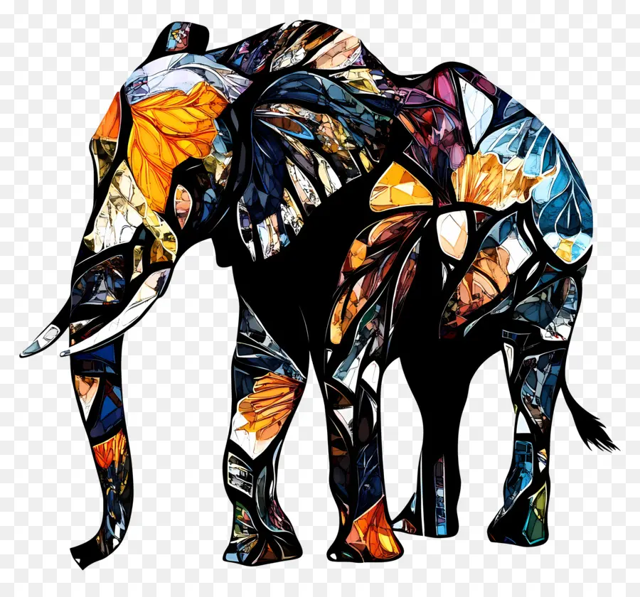 Silueta De Elefante，Elefante De Vidrieras PNG