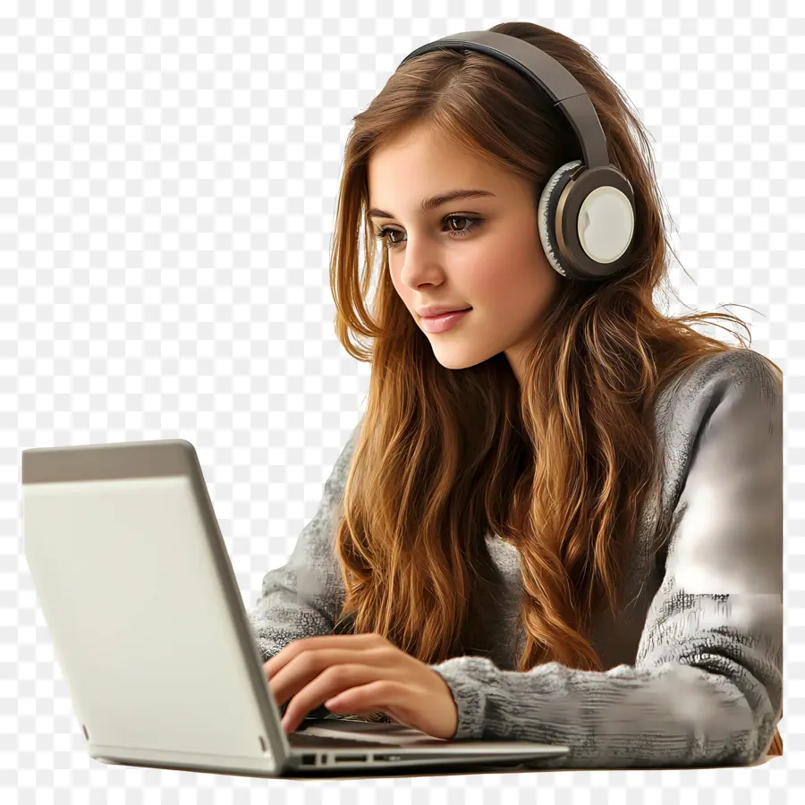 Curso De Computación Chica Estudiante Real，Mujer Con Computador Portatil PNG