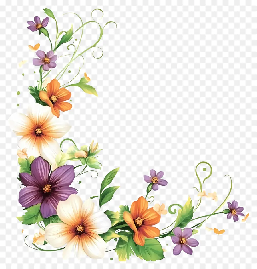 Invitación De Borde De Flores，Flores Coloridas PNG