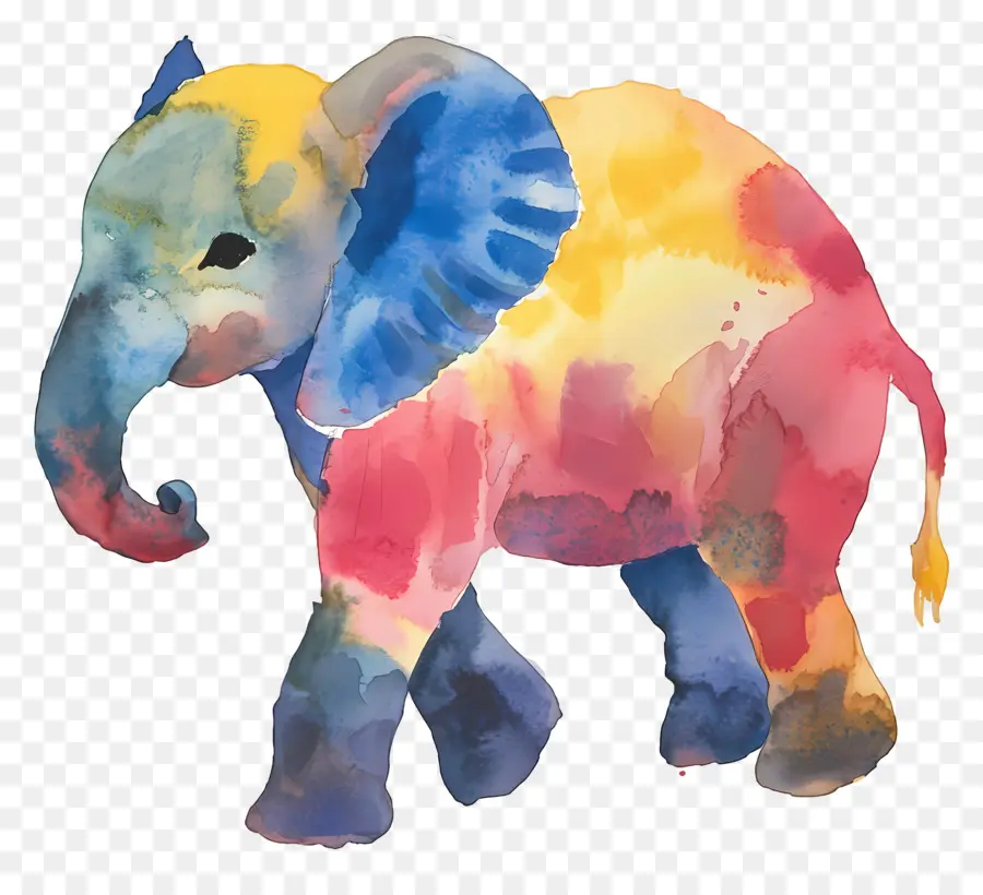 Elefante Acuarela，Elefante Colorido PNG