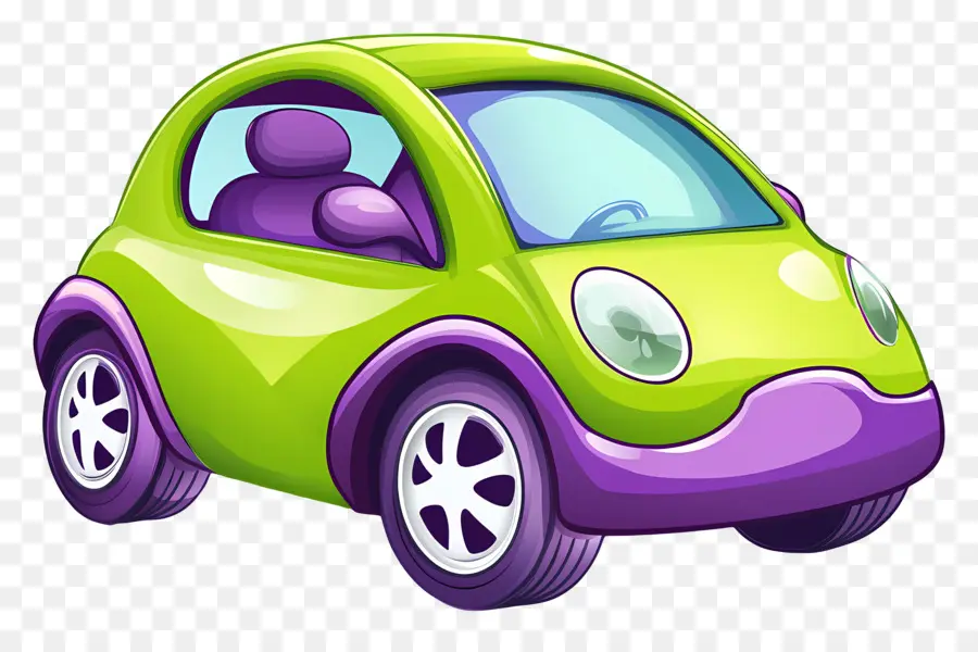 Coche De Dibujos Animados，Coche Morado PNG