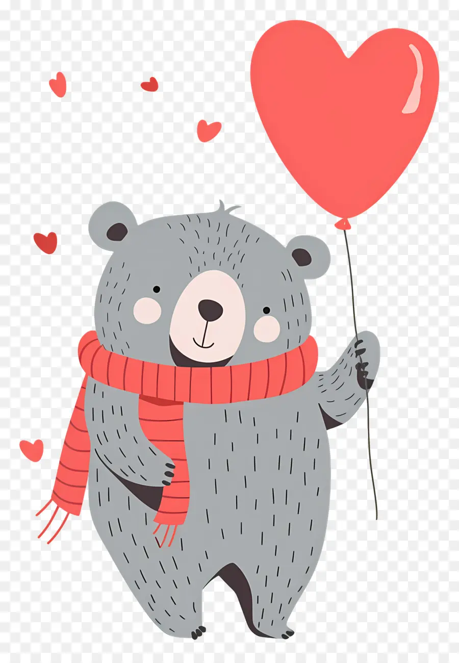 Lindo Oso，Oso Gris Con Globo De Corazón PNG