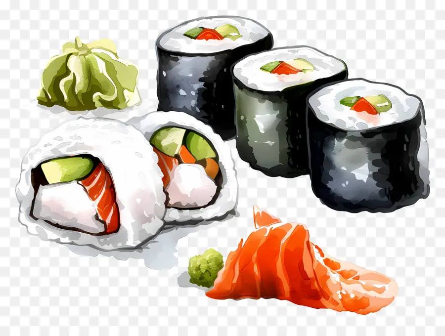 Rollo De Sushi，Piezas De Sushi PNG