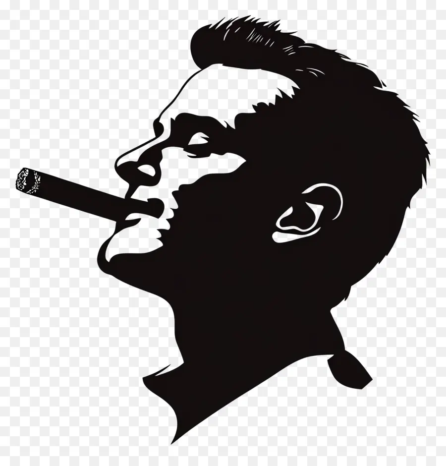 Silueta De Cabeza De Hombre，Silueta De Un Hombre Con Cigarro PNG