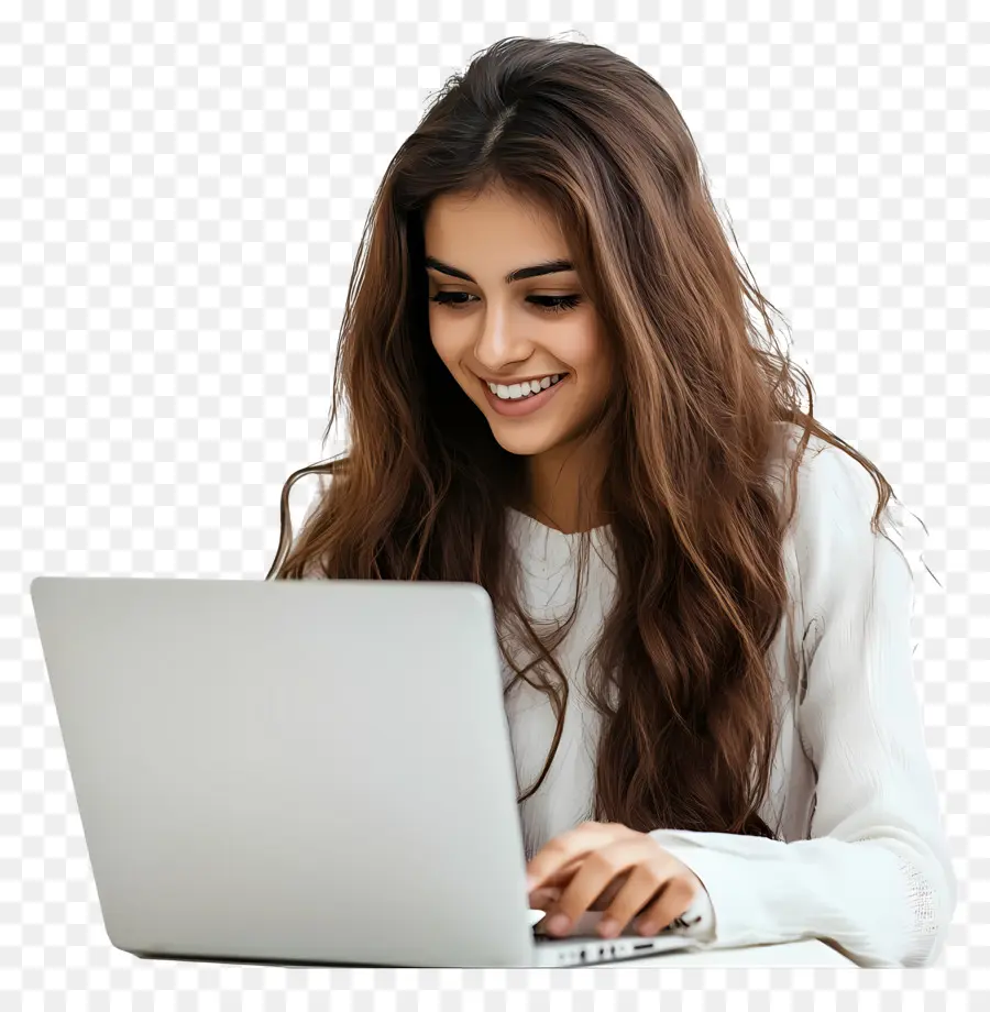 Curso De Computación Chica Estudiante Real，Chica Con Portátil PNG