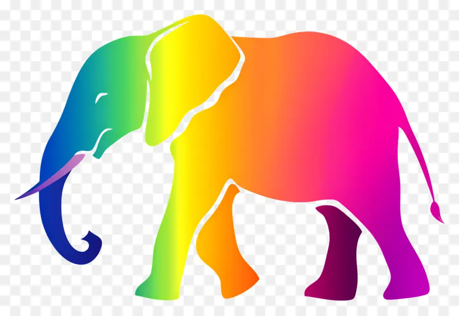 Silueta De Elefante，Elefante Colorido PNG