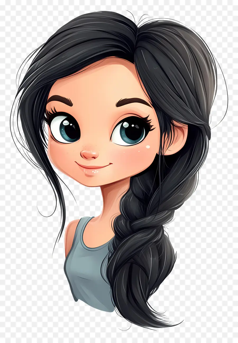 Pelo De Niña，Chica De Dibujos Animados Con Trenza PNG