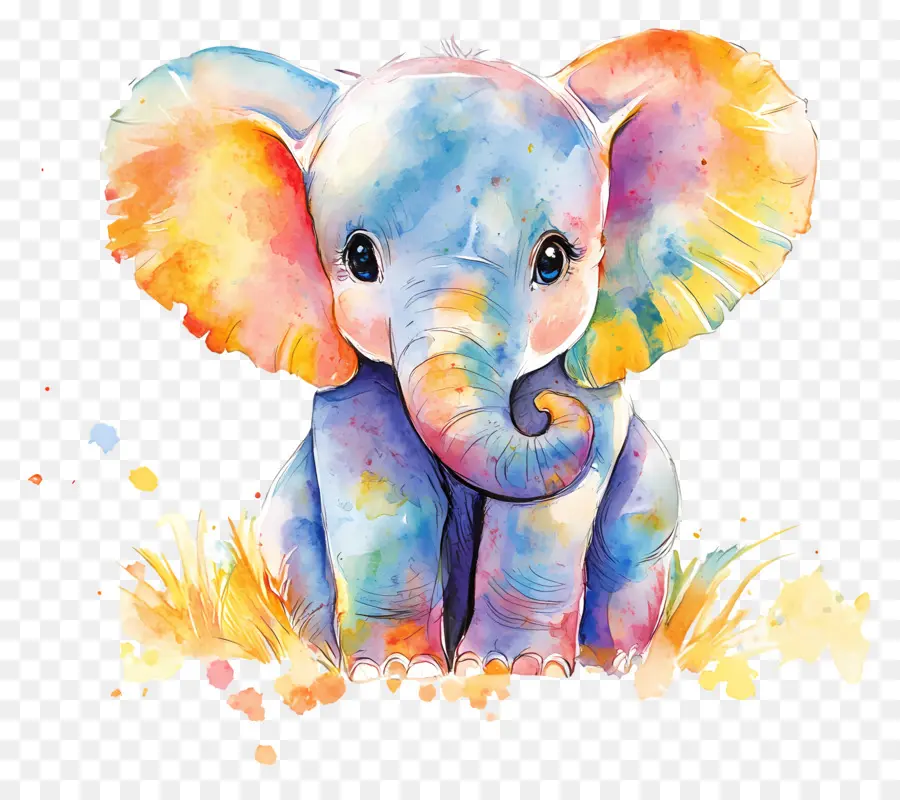 Elefante Acuarela，Elefante Colorido PNG