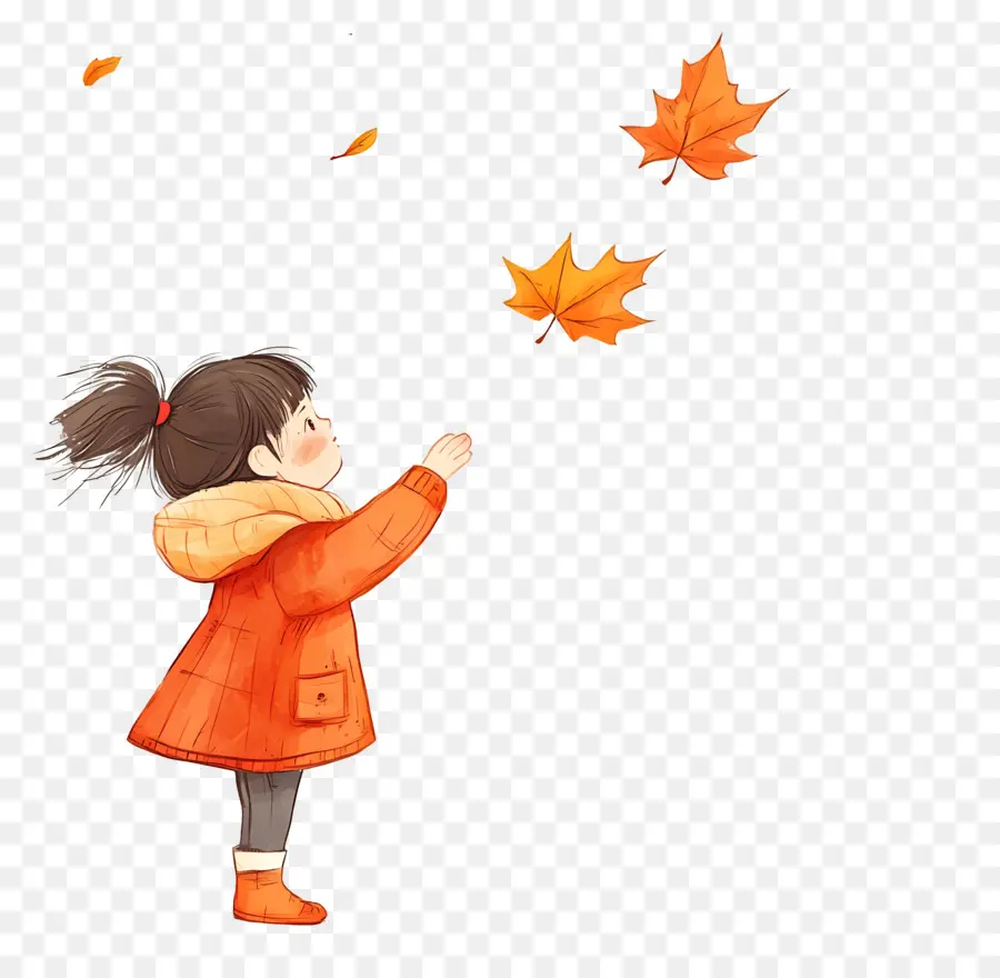 Hoja De Otoño Lindo，Niño Buscando Hojas PNG