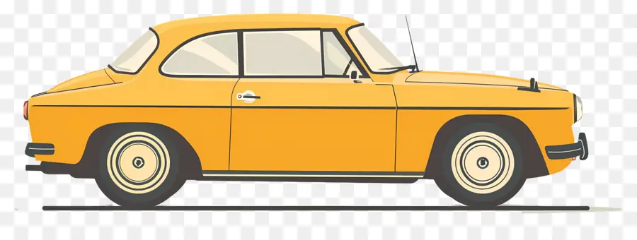 Coche Animado，Coche Amarillo PNG