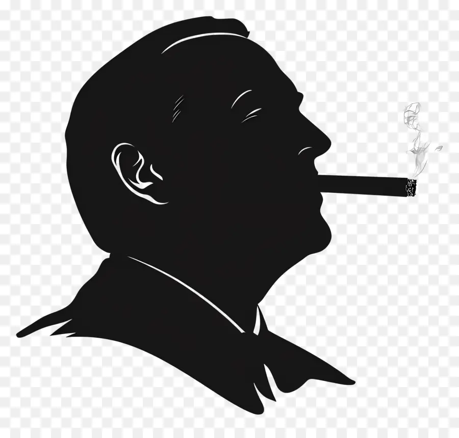 Silueta De Cabeza De Hombre，Silueta De Un Hombre Con Cigarro PNG