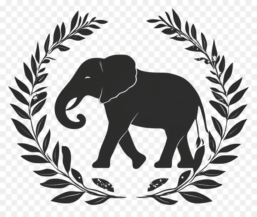 Silueta De Elefante，Laurel PNG