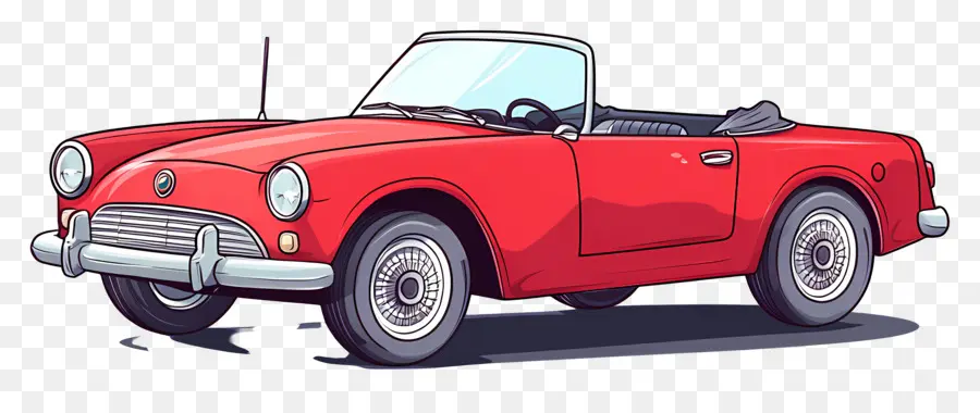 Coche Animado，Coche Clásico Rojo PNG