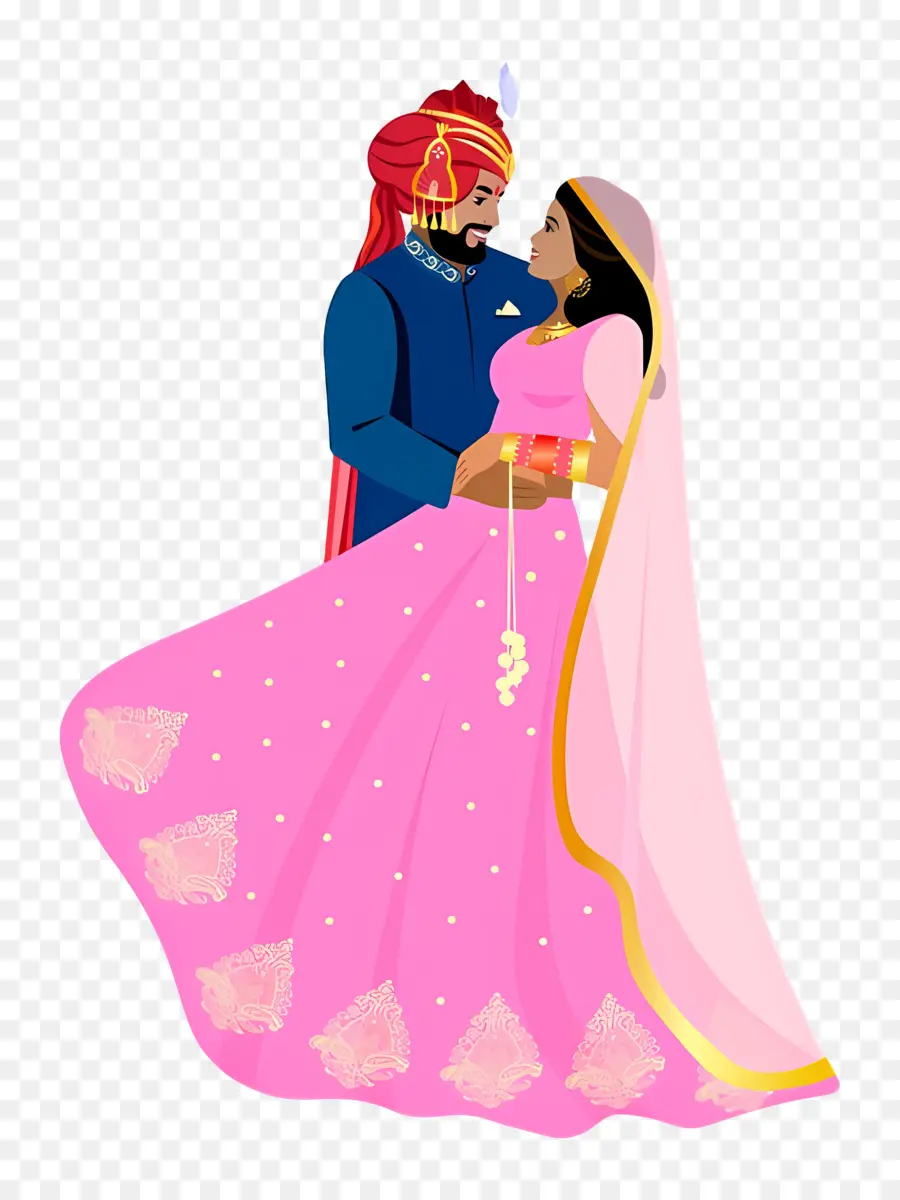 Pareja De Boda India，Pareja De Baile En Rosa PNG