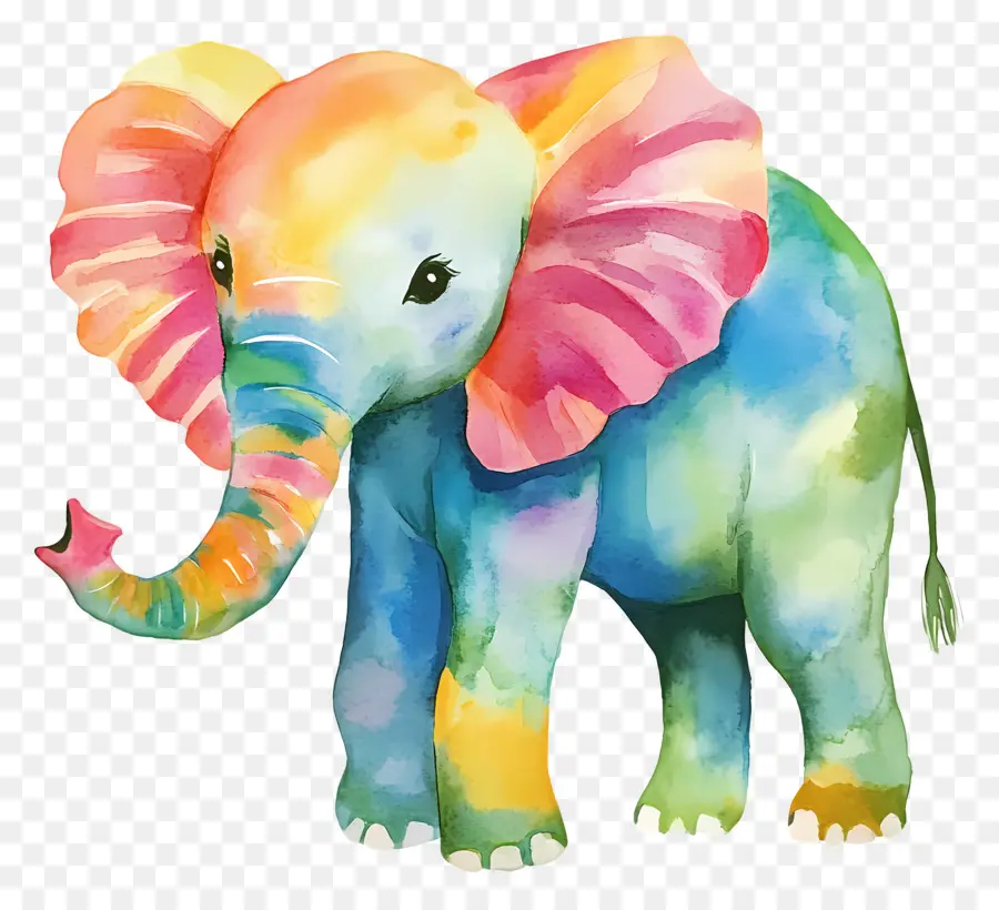 Elefante Acuarela，Elefante Colorido PNG