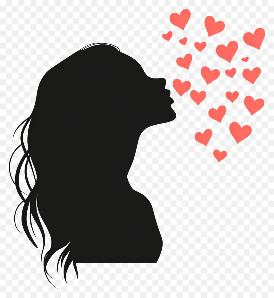 Beso Que Sopla，Silueta Soplando Corazones PNG