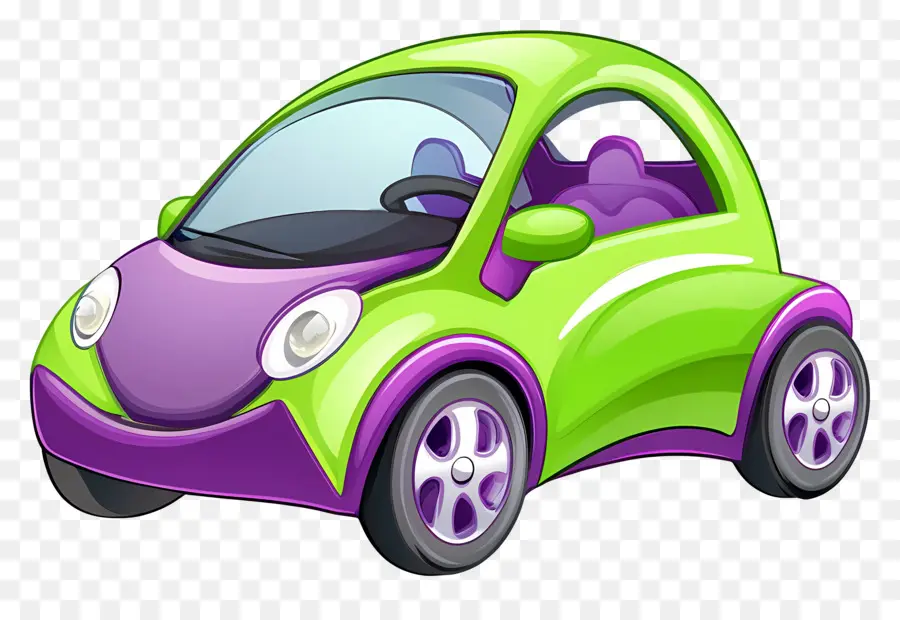 Coche De Dibujos Animados，Coche Morado PNG