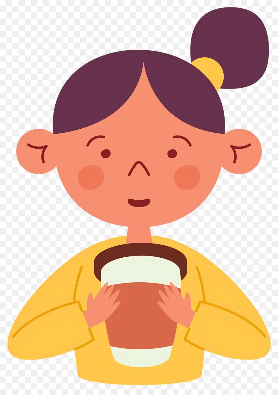 Tomando Cafe，Niño Con Taza PNG