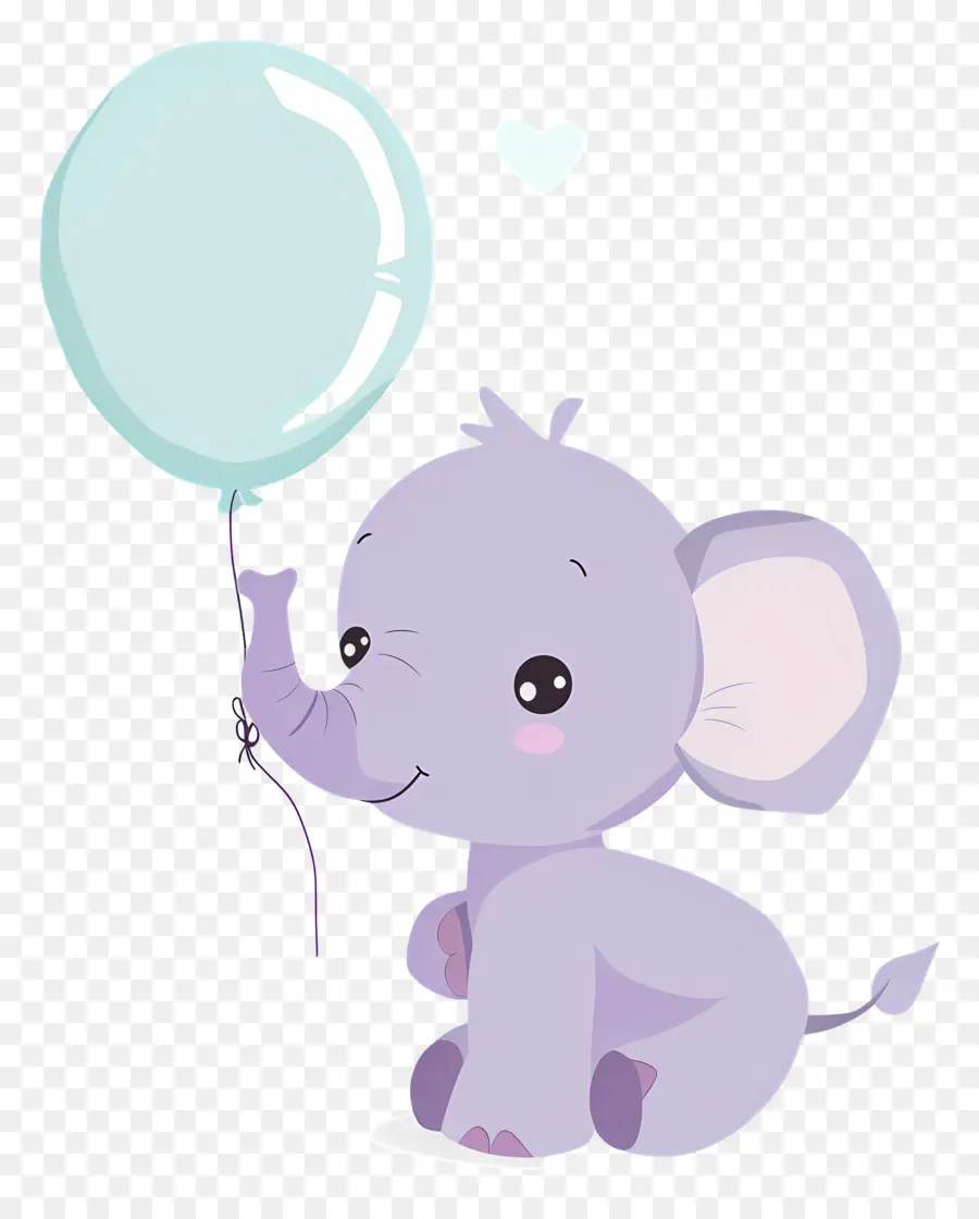 Elefante Bebé，Elefante Morado Con Globo Azul PNG